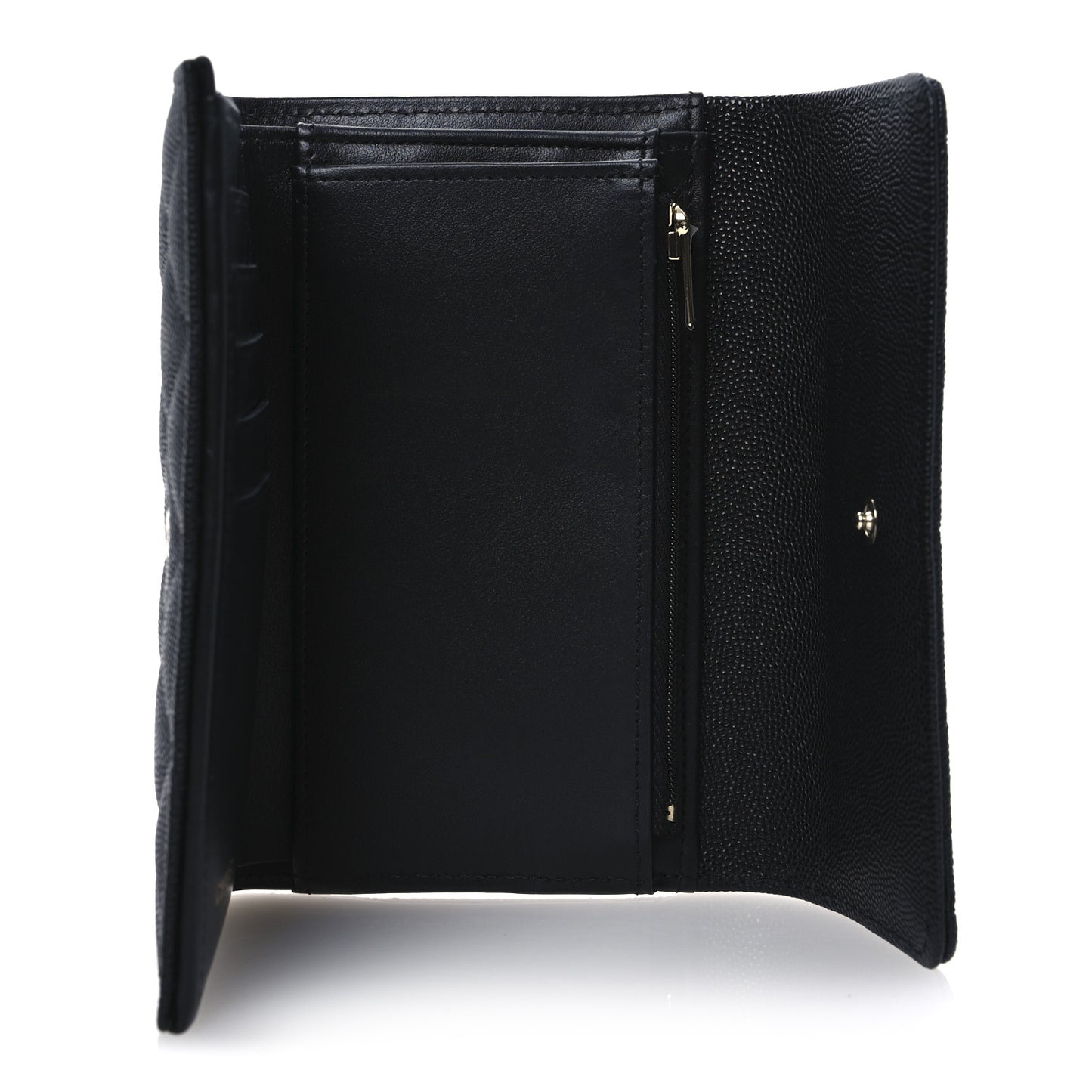 Caviar Quilted Crystal CC Medium Flap Wallet Black