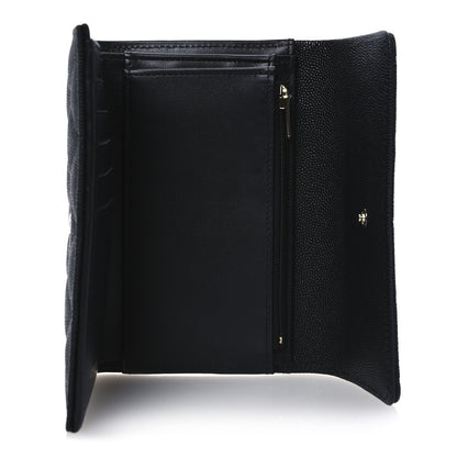 Chanel Caviar Quilted Crystal CC Medium Flap Wallet Black 5 of 12