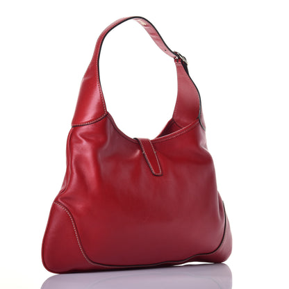 Gucci Calfskin Web Medium Jackie O Bouvier Hobo Red 3 of 9