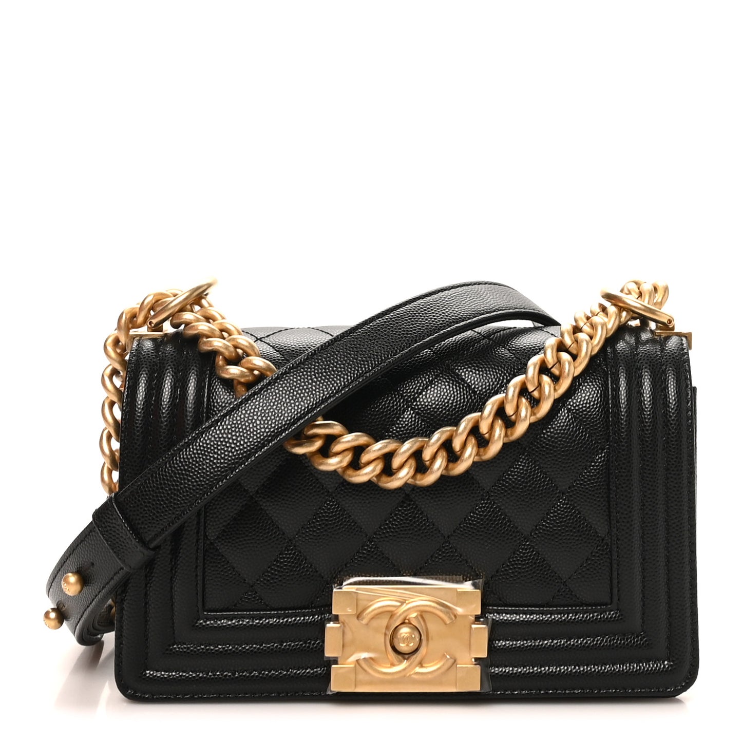 Caviar Quilted Small Boy Flap Black