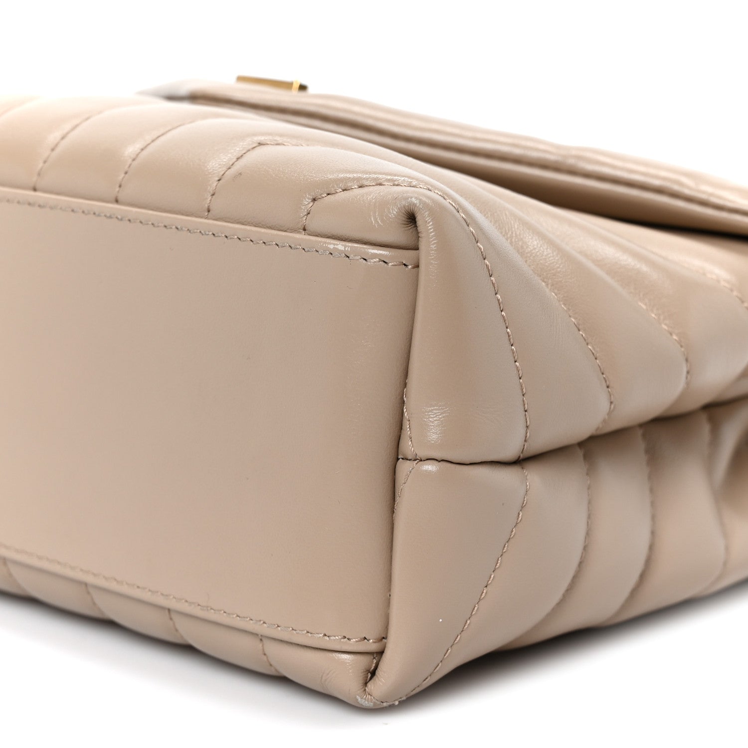Saint Laurent Calfskin Y Quilted Monogram Small Loulou Chain Satchel Dark Beige 11 of 11