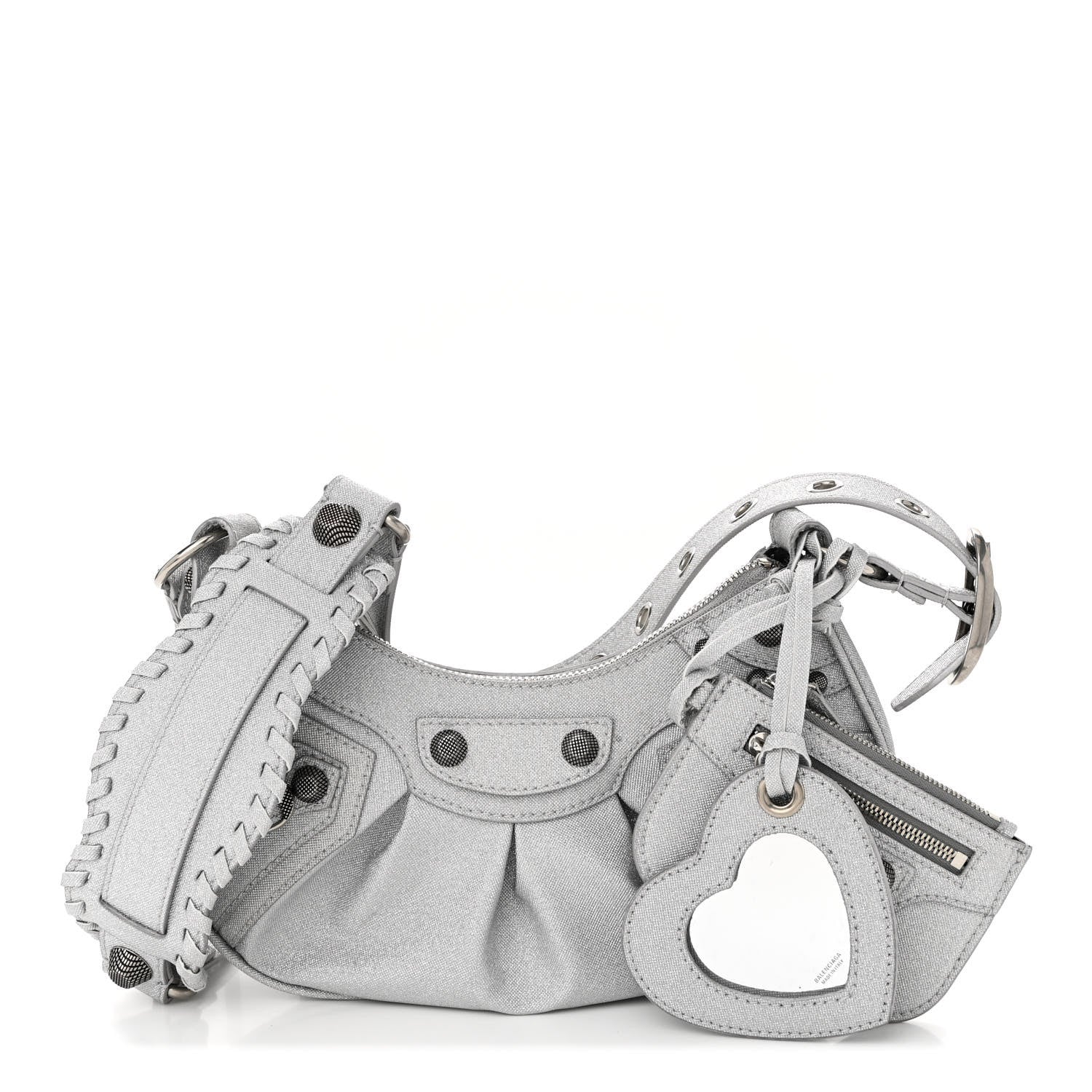 Balenciaga Sparkling Fabric Le Cagole Shoulder Bag XS Silver 1 of 9