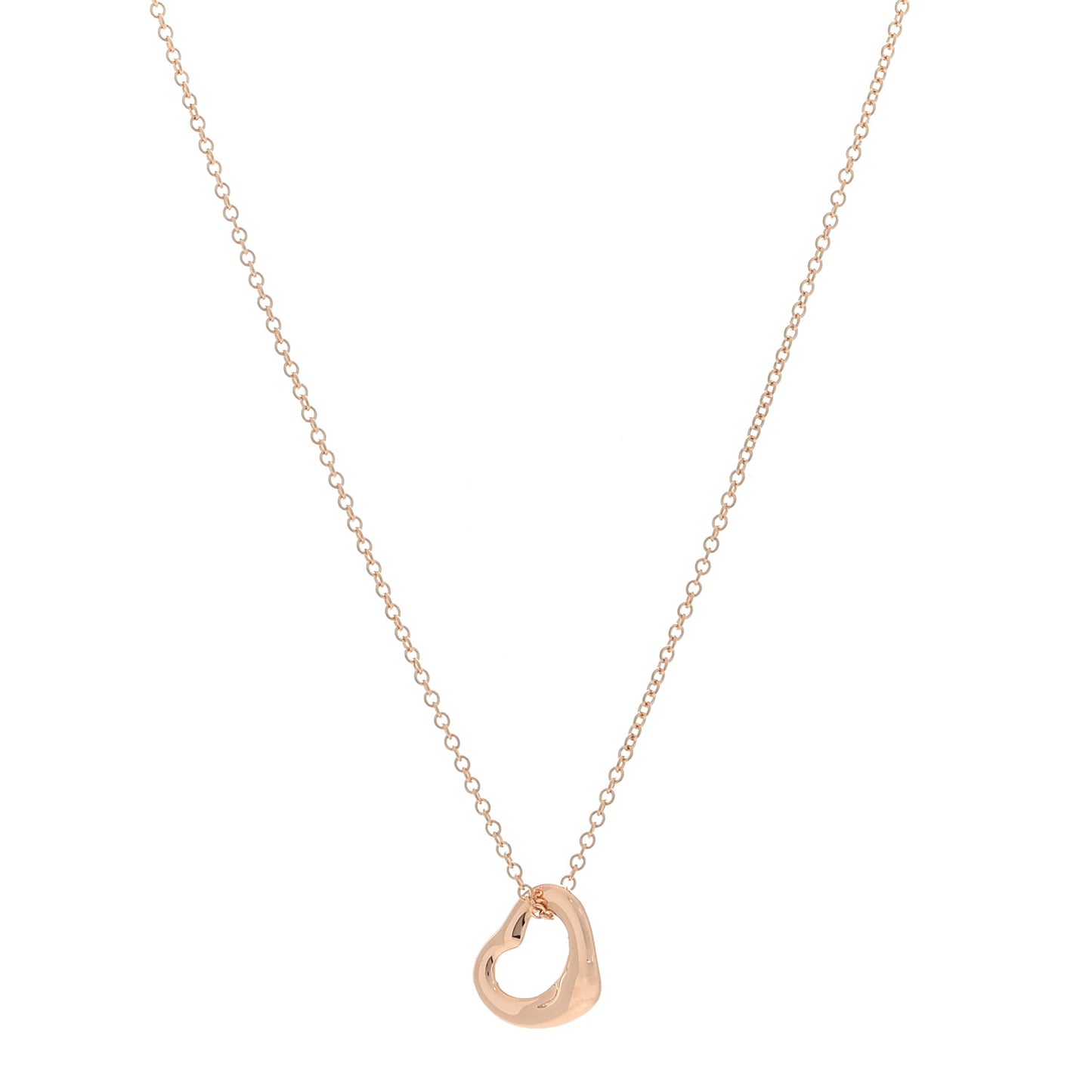 18K Rose Gold 11mm Elsa Peretti Open Heart Pendant Necklace