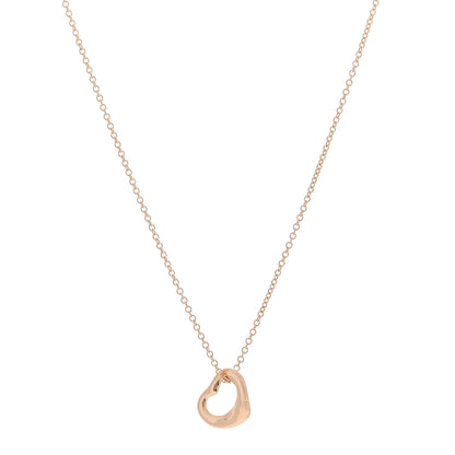 Tiffany 18K Rose Gold 11mm Elsa Peretti Open Heart Pendant Necklace 1 of 3