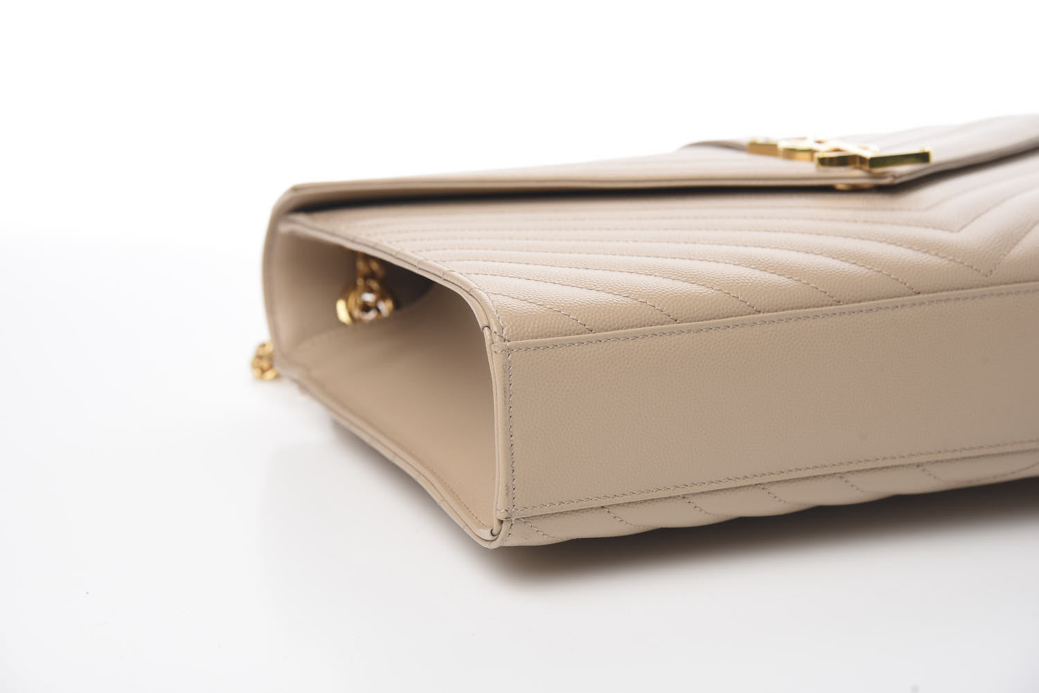 Saint Laurent Grain De Poudre Matelasse Chevron Large Monogram Satchel Dark Beige 8 of 10