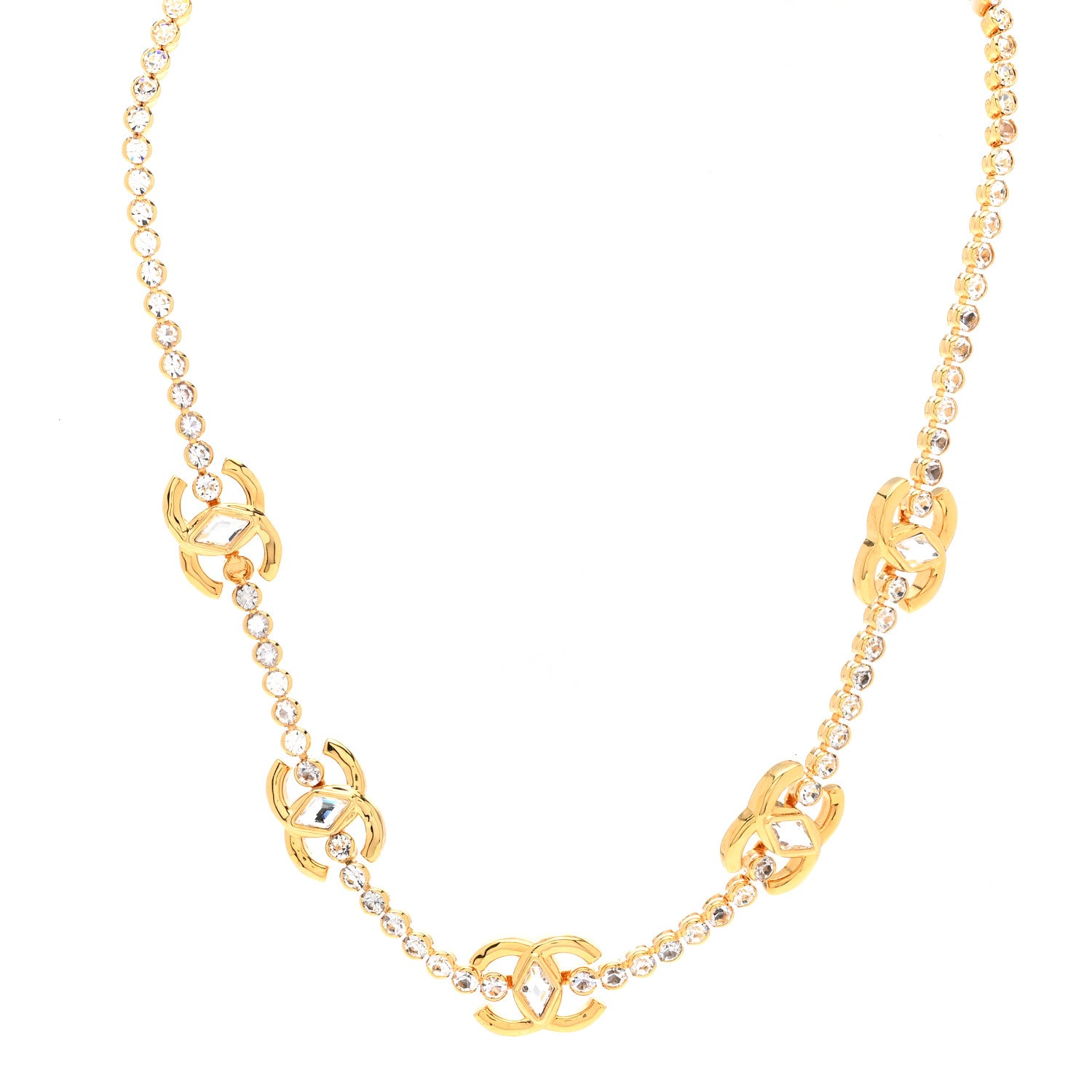 Chanel Metal Crystal CC Marquise Choker Gold 1 of 7