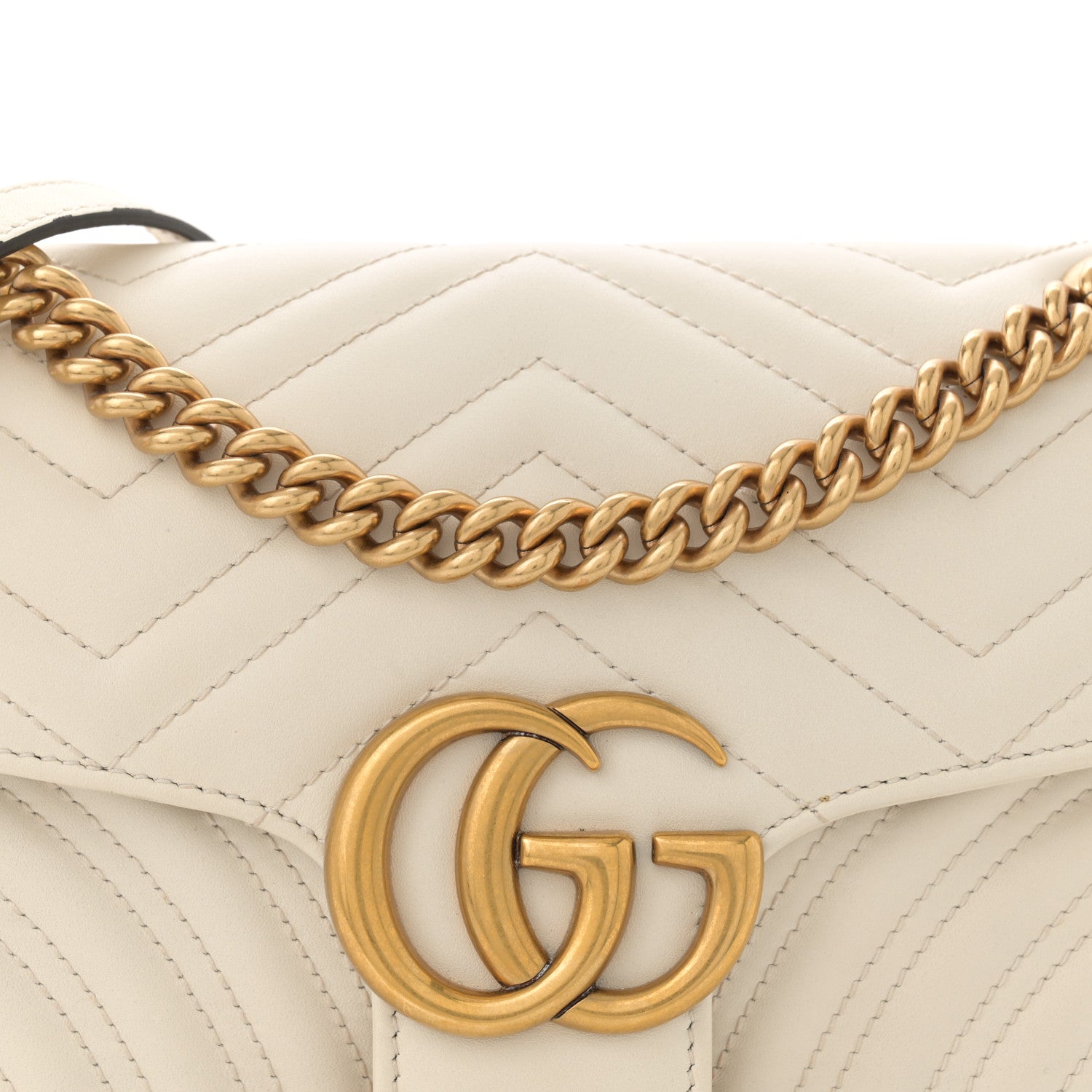 Gucci Calfskin Matelasse Small GG Marmont Shoulder Bag White 8 of 13