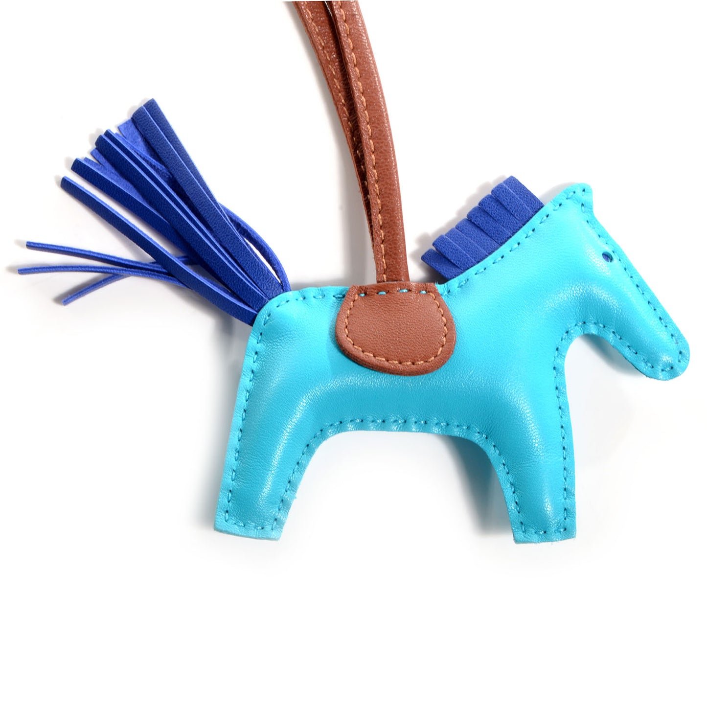 Milo Lambskin Grigri Rodeo Horse Bag Charm PM Bleu Azteque Bleu Electrique Fauve
