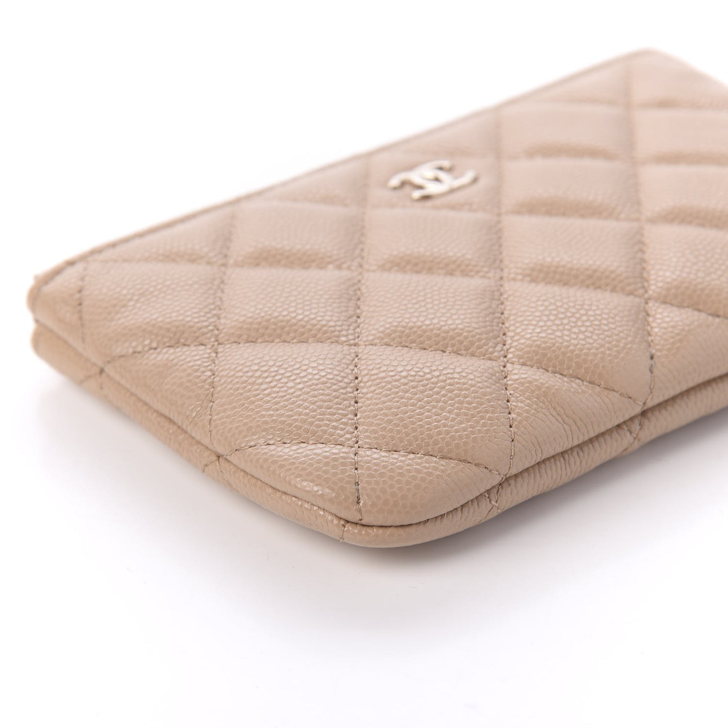 Caviar Quilted Small Cosmetic Case Beige