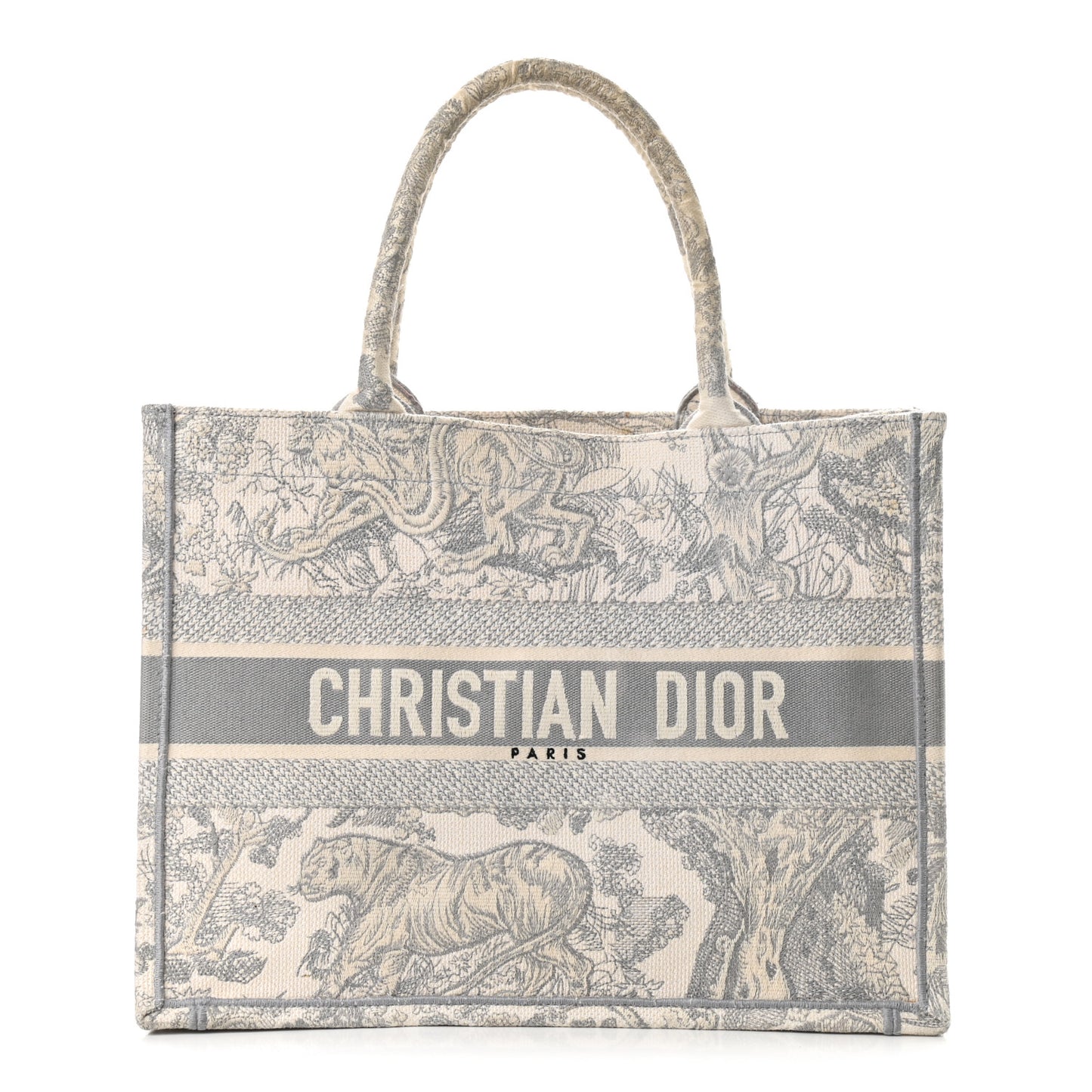 Canvas Embroidered Medium Dioriviera Toile De Jouy Book Tote Gray