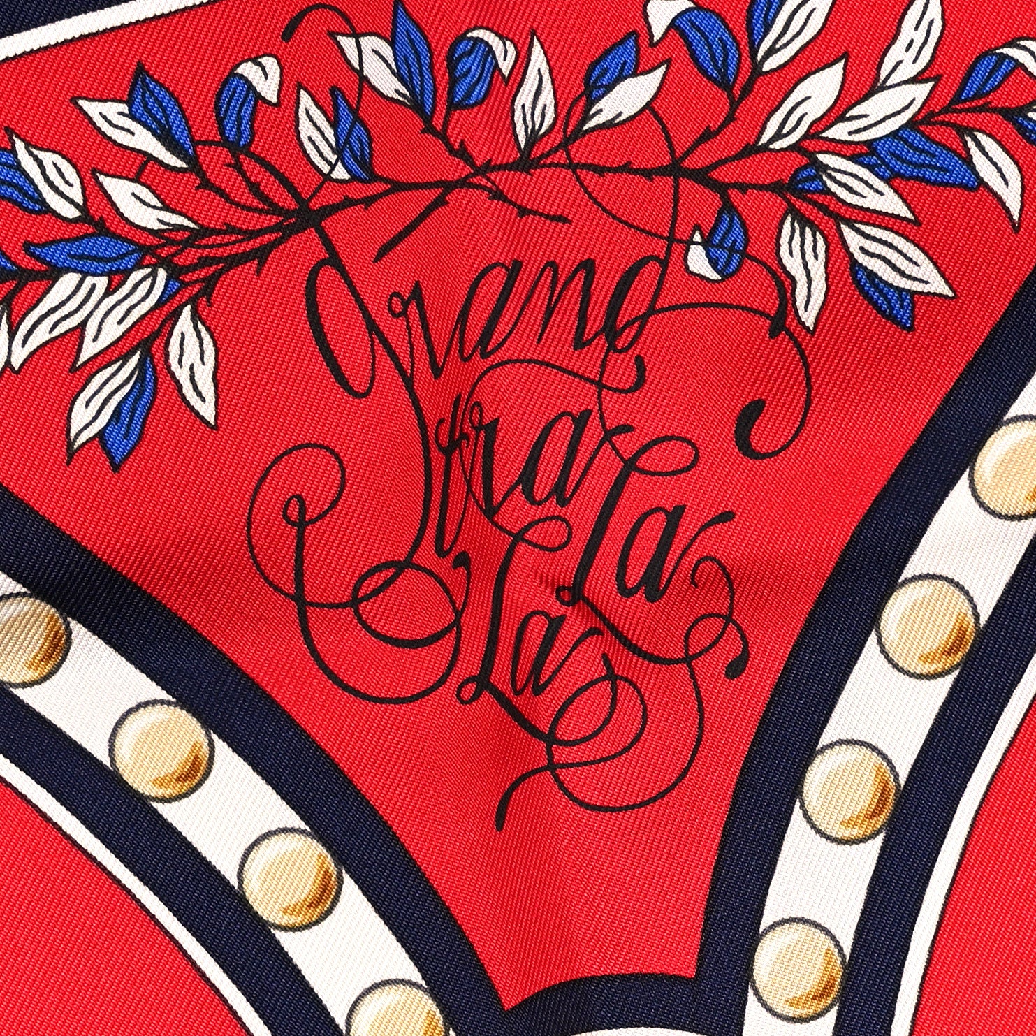 Hermes Silk Twill Grand Tralala 90 Rouge Bleu White 5 of 5
