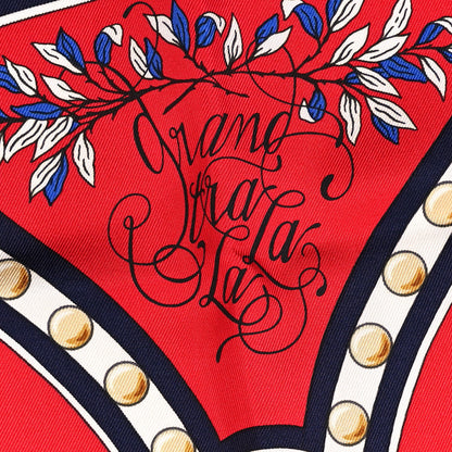 Hermes Silk Twill Grand Tralala 90 Rouge Bleu White 5 of 5