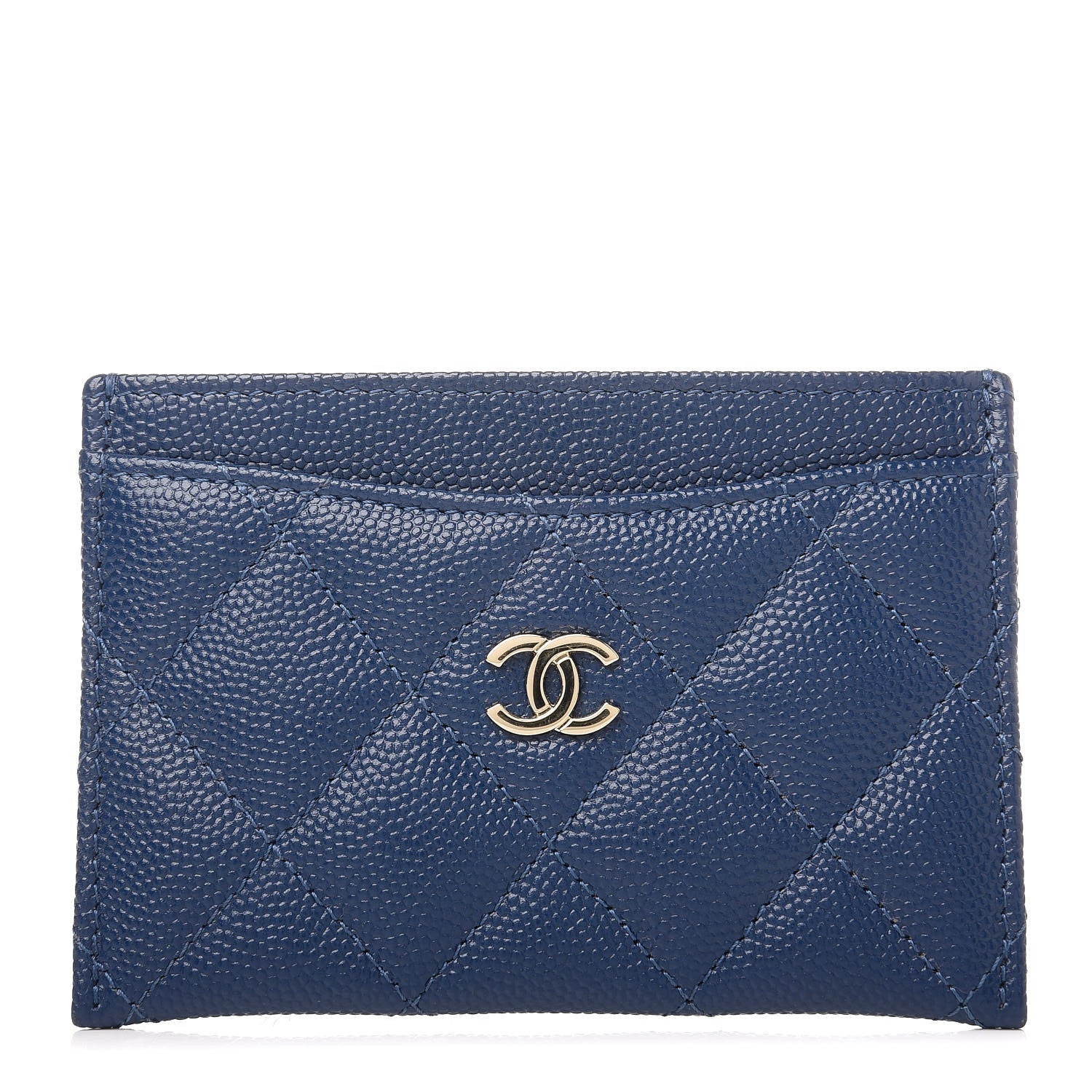 Chanel Caviar Quilted Card Holder Blue 1 of 9