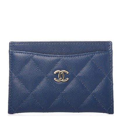 Chanel Caviar Quilted Card Holder Blue 1 of 9