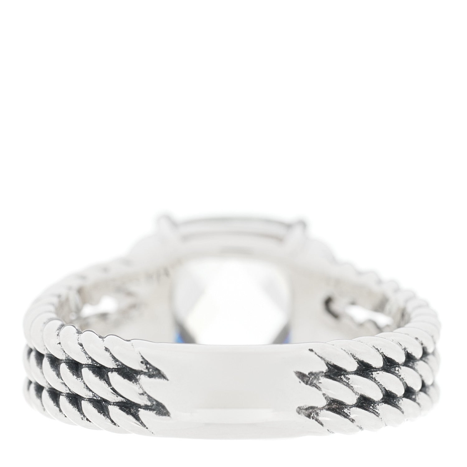 David Yurman Sterling Silver Diamond Prasiolite 10mm Petite Wheaton Ring 52 6 3 of 4