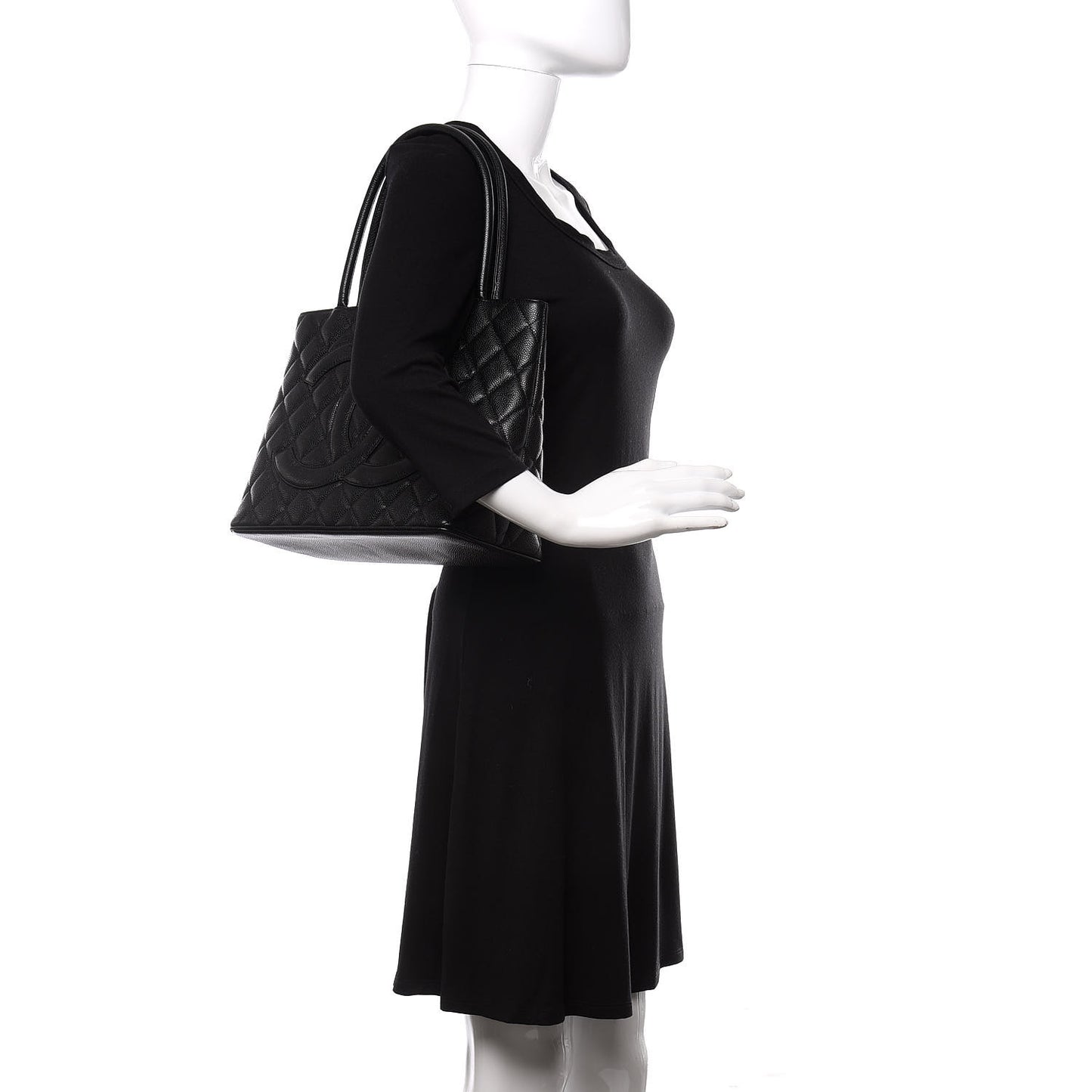 Caviar Quilted Medallion Tote Black