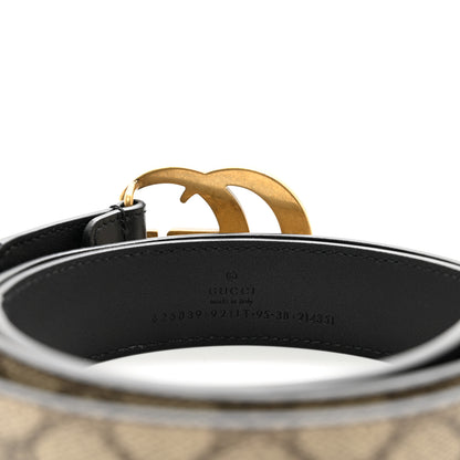 Gucci GG Supreme Monogram Matte Plutone Calfskin Double G 30mm Belt 95 38 Beige Ebony Black 3 of 5