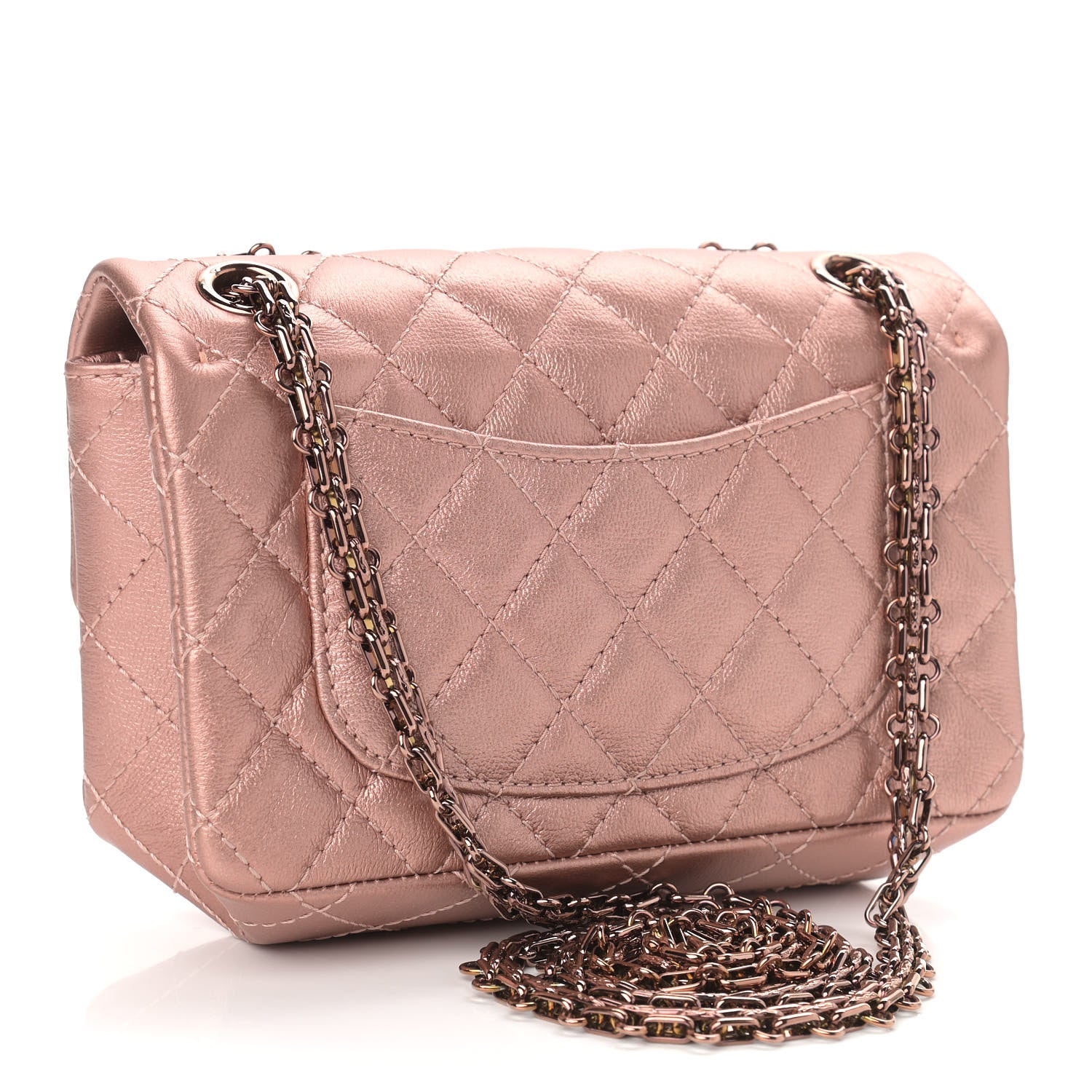 Chanel Metallic Grained Calfskin Quilted 2.55 Reissue Mini Flap Copper Pink 3 of 10