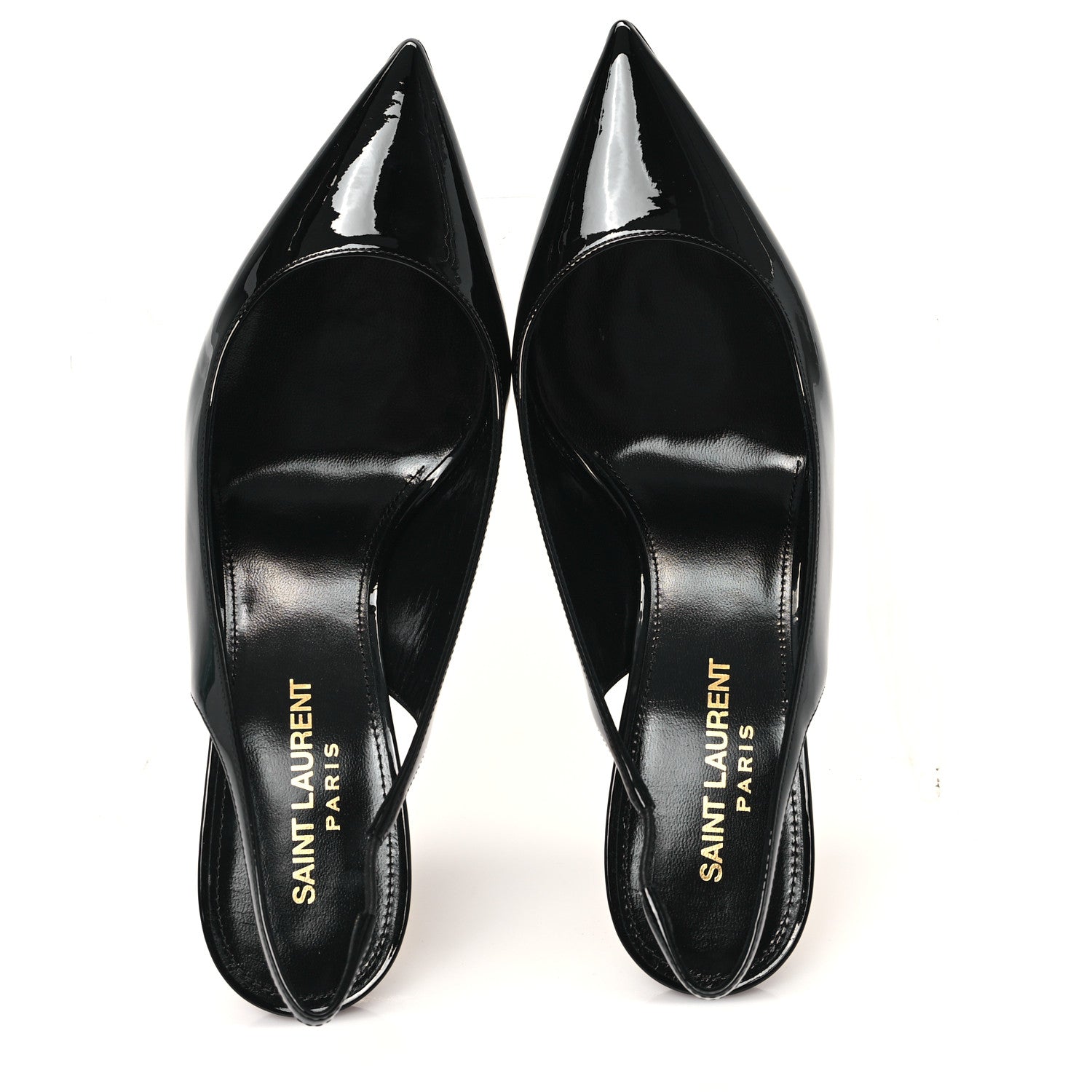 Saint Laurent Patent Opyum 85 Slingback Pumps 36 Black Gold 2 of 10