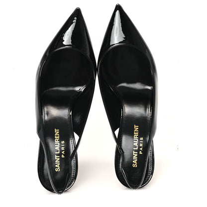 Saint Laurent Patent Opyum 85 Slingback Pumps 36 Black Gold 2 of 10