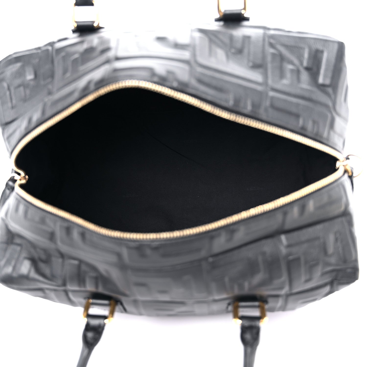 Fendi Nappa FF 1974 Embossed Small Boston Black 5 of 7