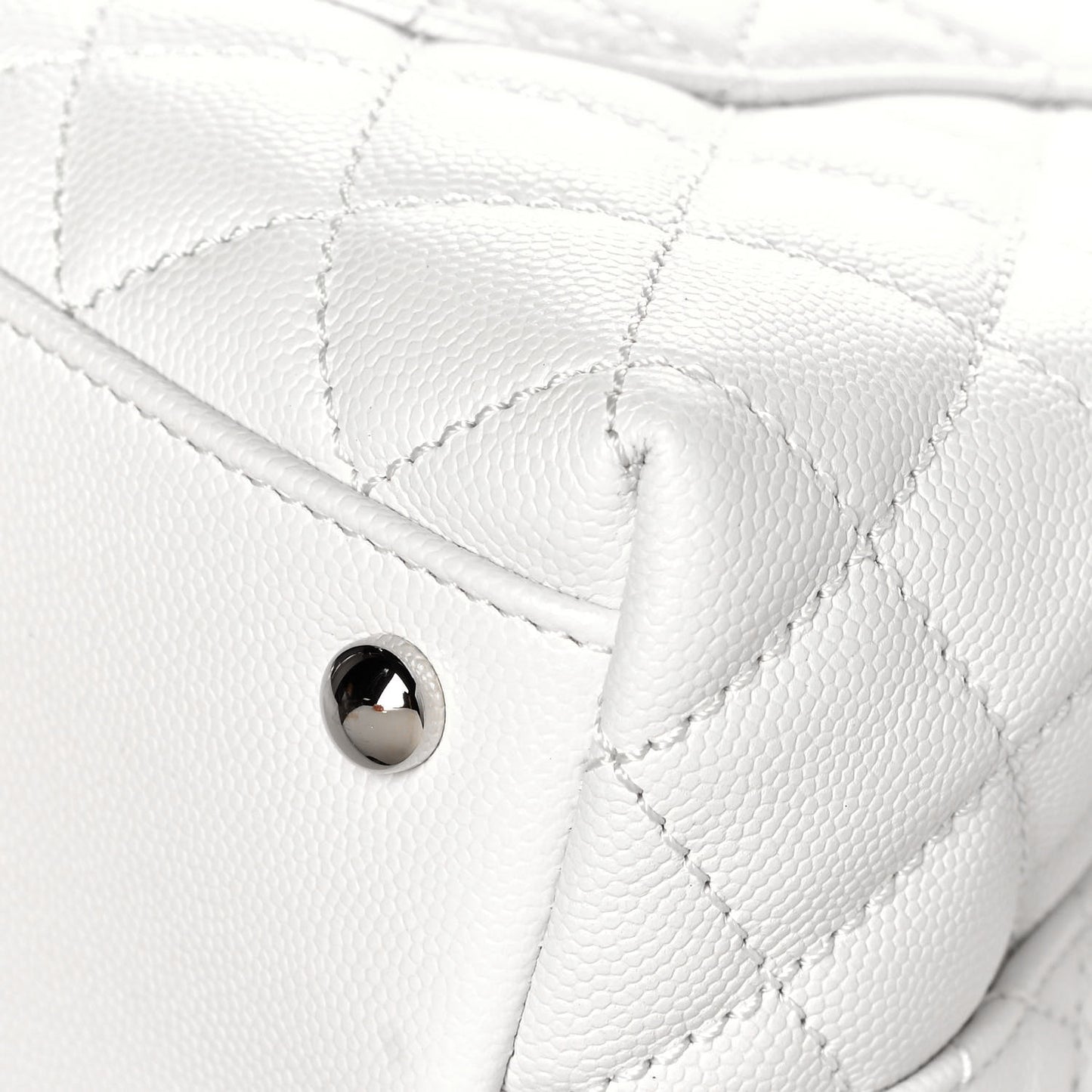 Caviar Quilted Small Coco Handle Flap White