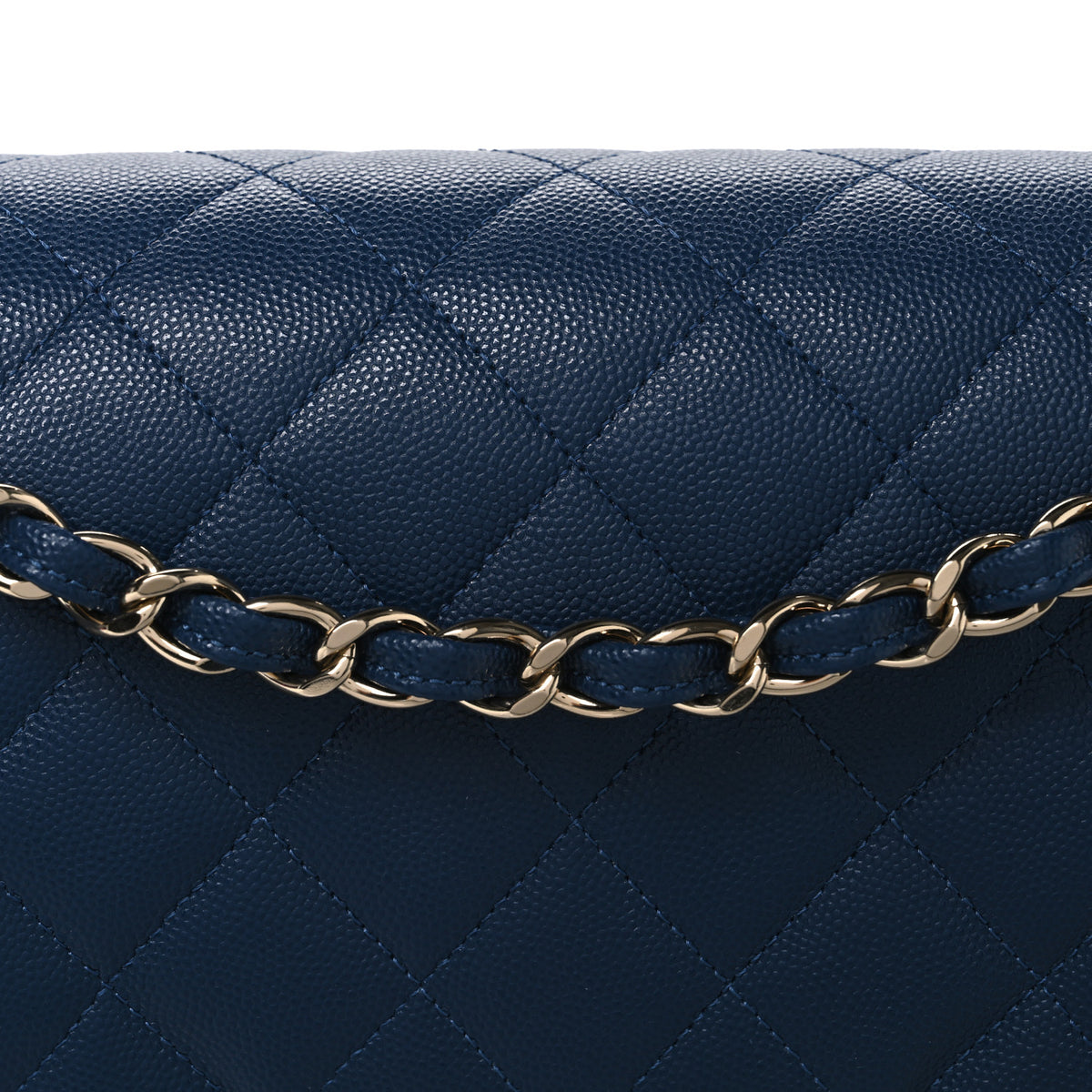 Caviar Quilted Jumbo Double Flap Navy Blue