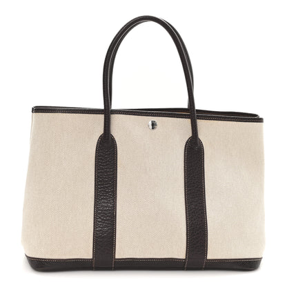 Hermes Buffle Skipper Toile Garden Party 36 MM Tote Marron Fonce 1 of 9