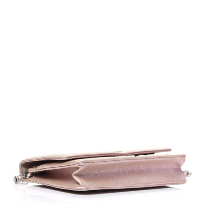 Chanel Metallic Caviar Chevron Quilted Wallet On Chain WOC Light Gold 3 of 5