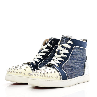 Christian Louboutin Lame Lou Spikes Flat Sneakers 39 Blue 3 of 8