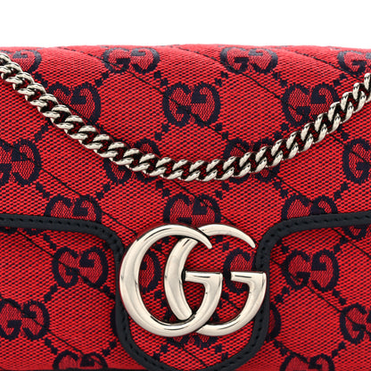 Gucci Monogram Multicolor Matelasse Diagonal Super Mini GG Marmont Shoulder Bag Red Blue 8 of 10