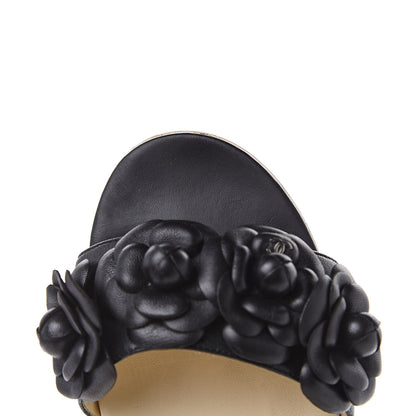Chanel Calfskin Camellia Sandals 39 Black 11 of 11