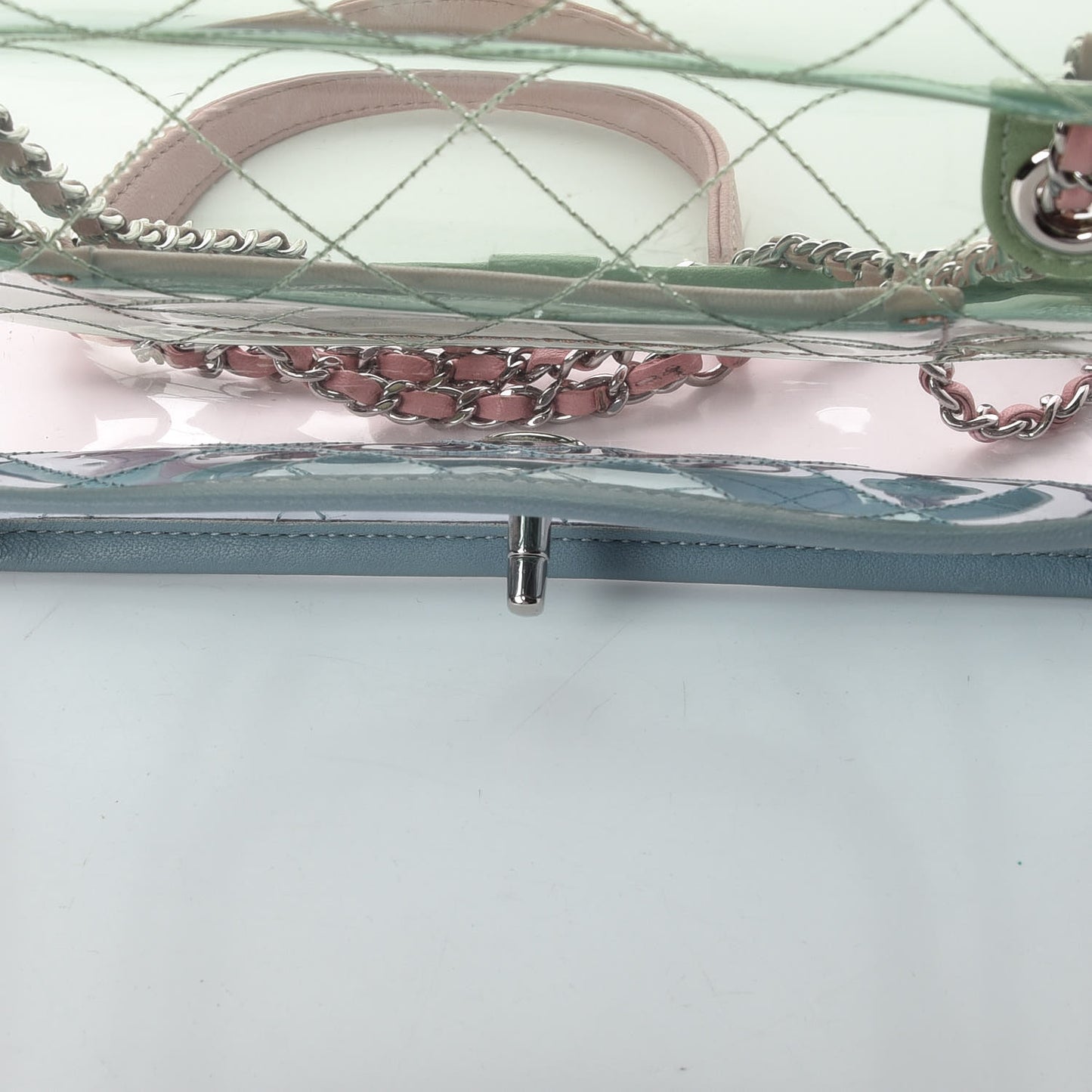 Lambskin PVC Quilted Mini Coco Splash Flap Blue Green