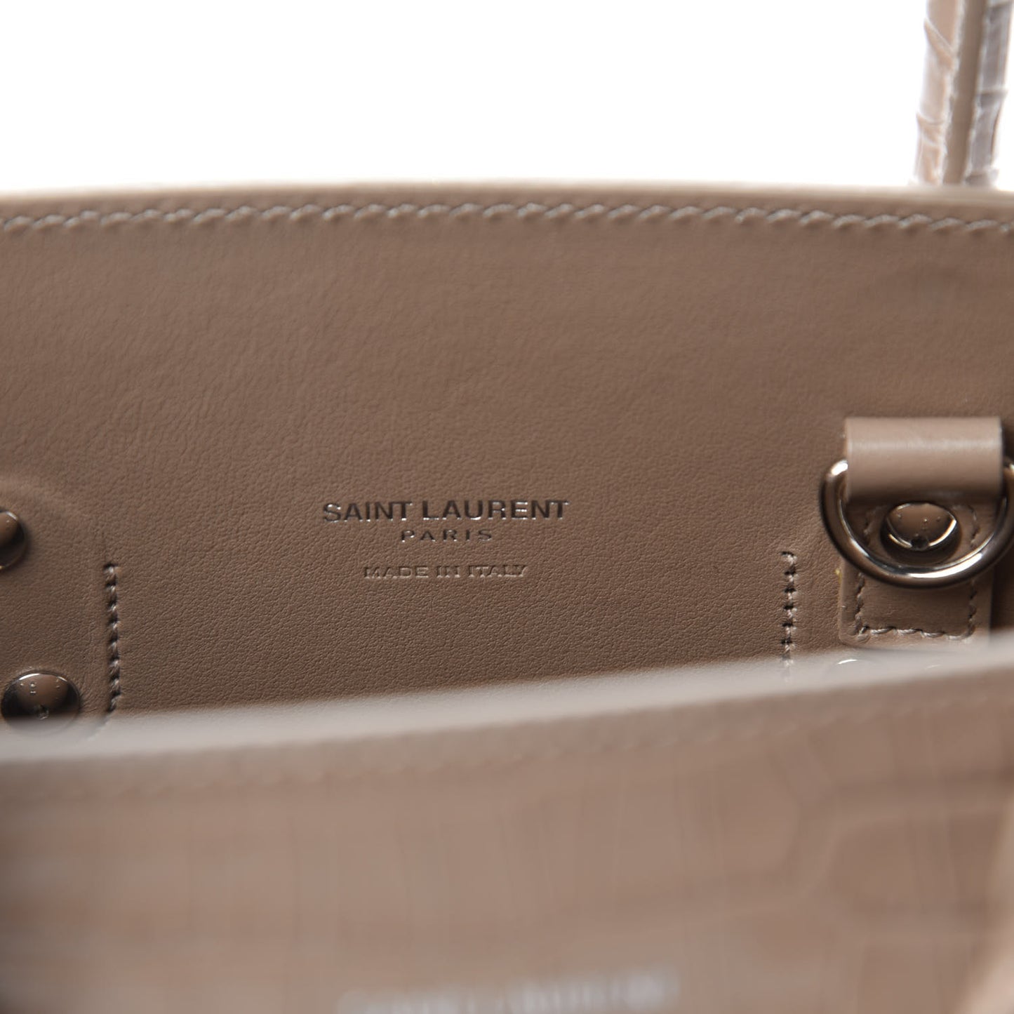 Calfskin Crocodile Embossed Baby Sac De Jour Brown