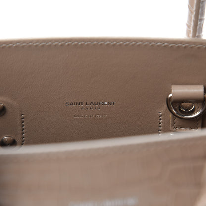 Saint Laurent Calfskin Crocodile Embossed Baby Sac De Jour Brown 9 of 10