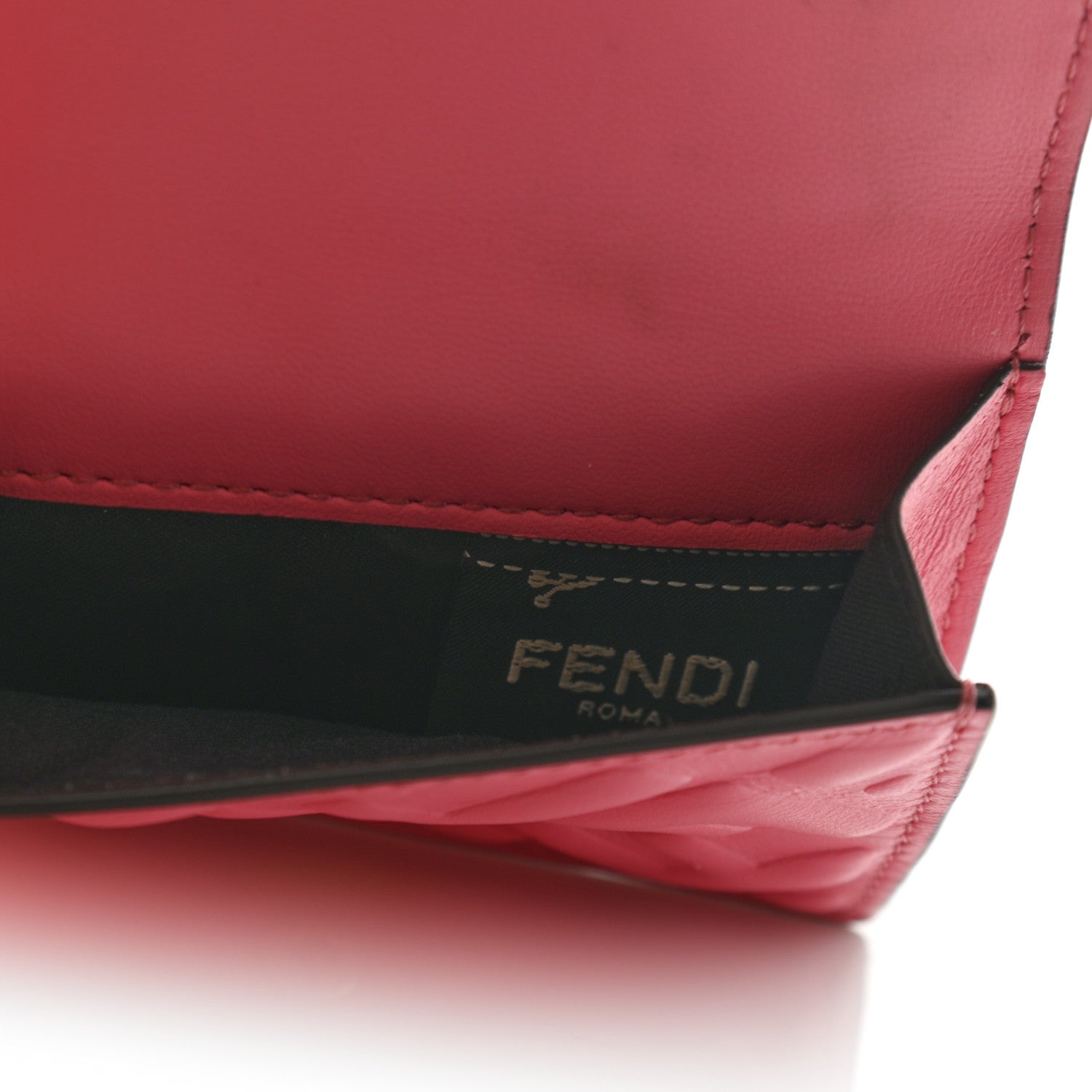 Fendi Nappa FF Diagonal Embossed Micro Tri-Fold Wallet Pink 6 of 9