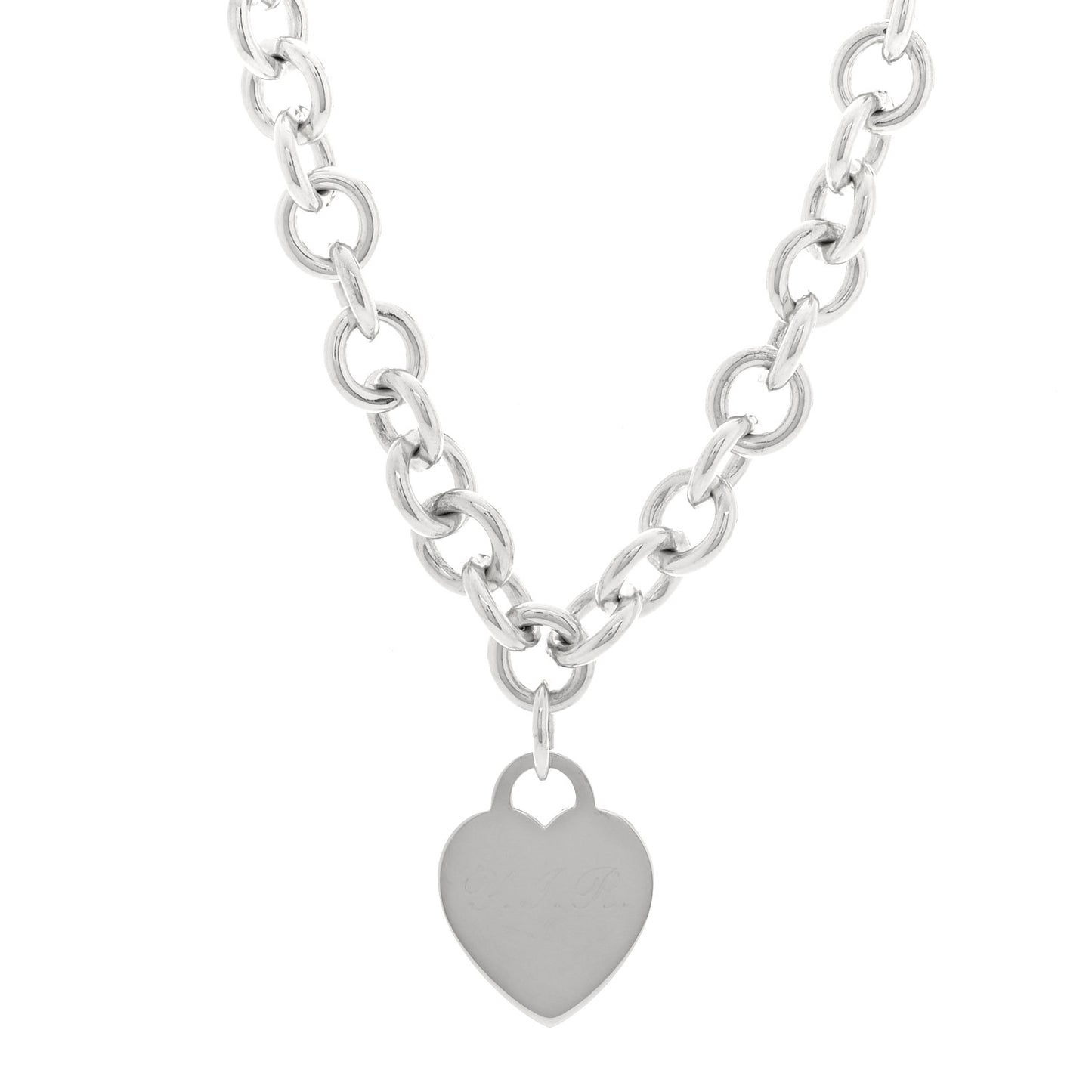 Sterling Silver Heart Tag Pendant Necklace