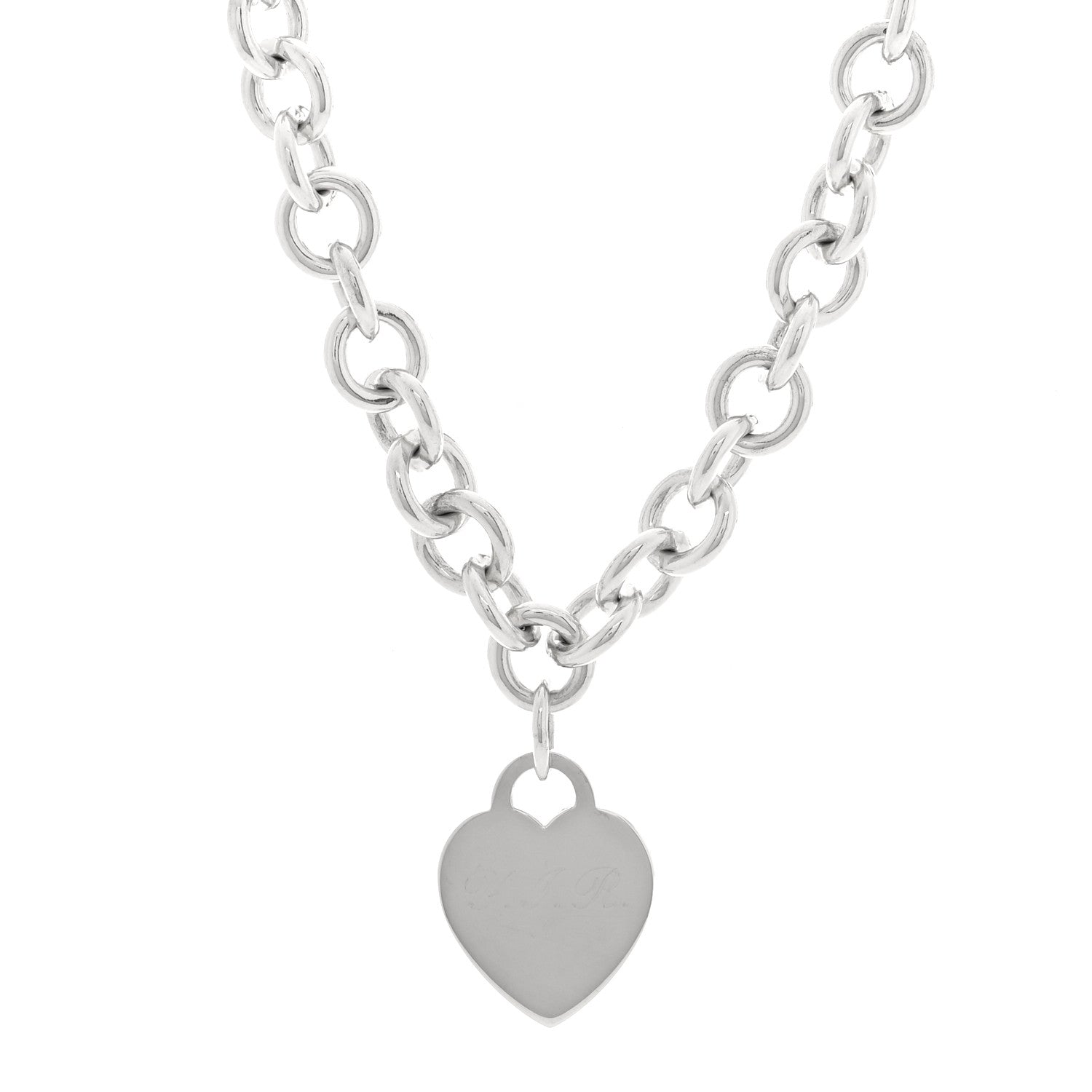 Tiffany Sterling Silver Heart Tag Pendant Necklace 1 of 6