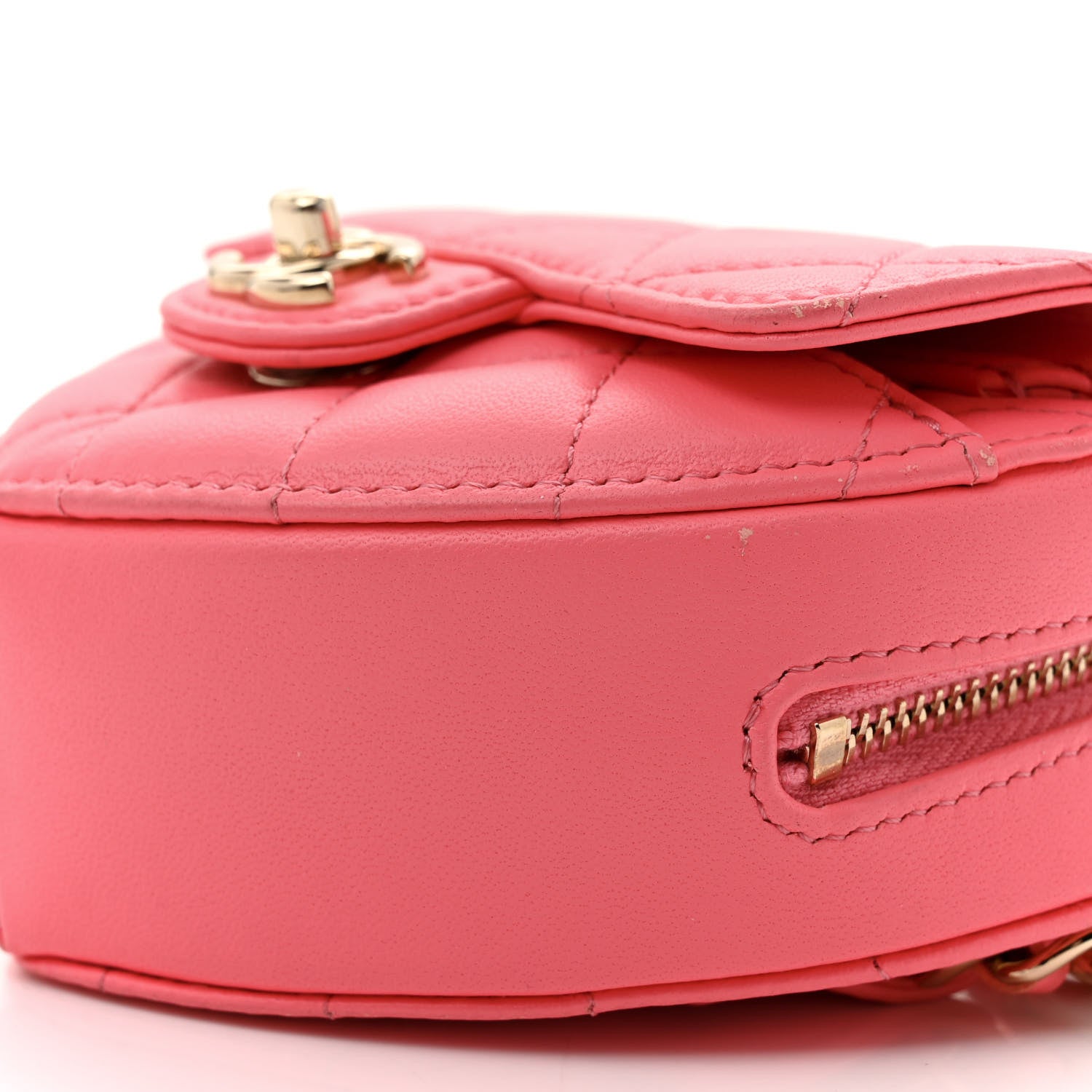 Chanel Lambskin Quilted CC In Love Heart Waist Belt Bag With Chain Pink 10 of 13
