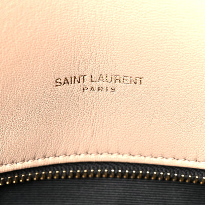 Saint Laurent Lambskin Quilted Medium Loulou Puffer Monogram Chain Satchel Dark Beige 7 of 12