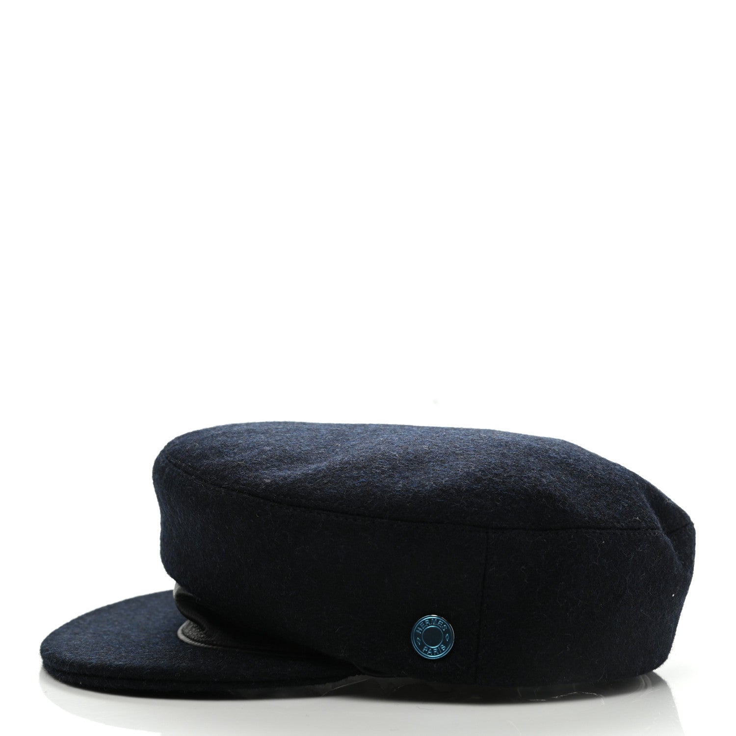 Hermes Broadcloth Newton Calfskin Dani Cap 58 Marine Black 4 of 9