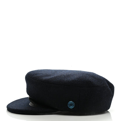 Hermes Broadcloth Newton Calfskin Dani Cap 58 Marine Black 4 of 9