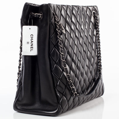 Chanel Lambskin New Bubble Quilt North South Tote Black 3 of 9