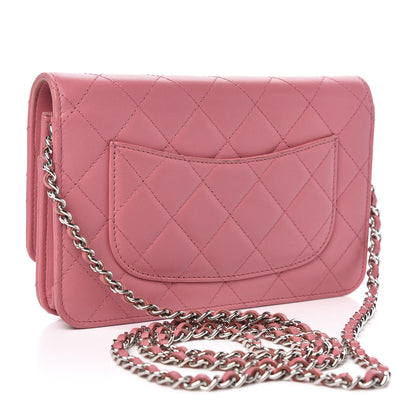 Chanel Lambskin Quilted Wallet On Chain WOC Pink 3 of 15