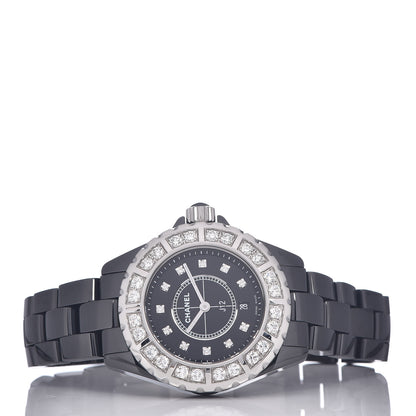 Chanel Stainless Steel Ceramic Diamond Bezel 33mm J12 Quartz Watch Black 3 of 6