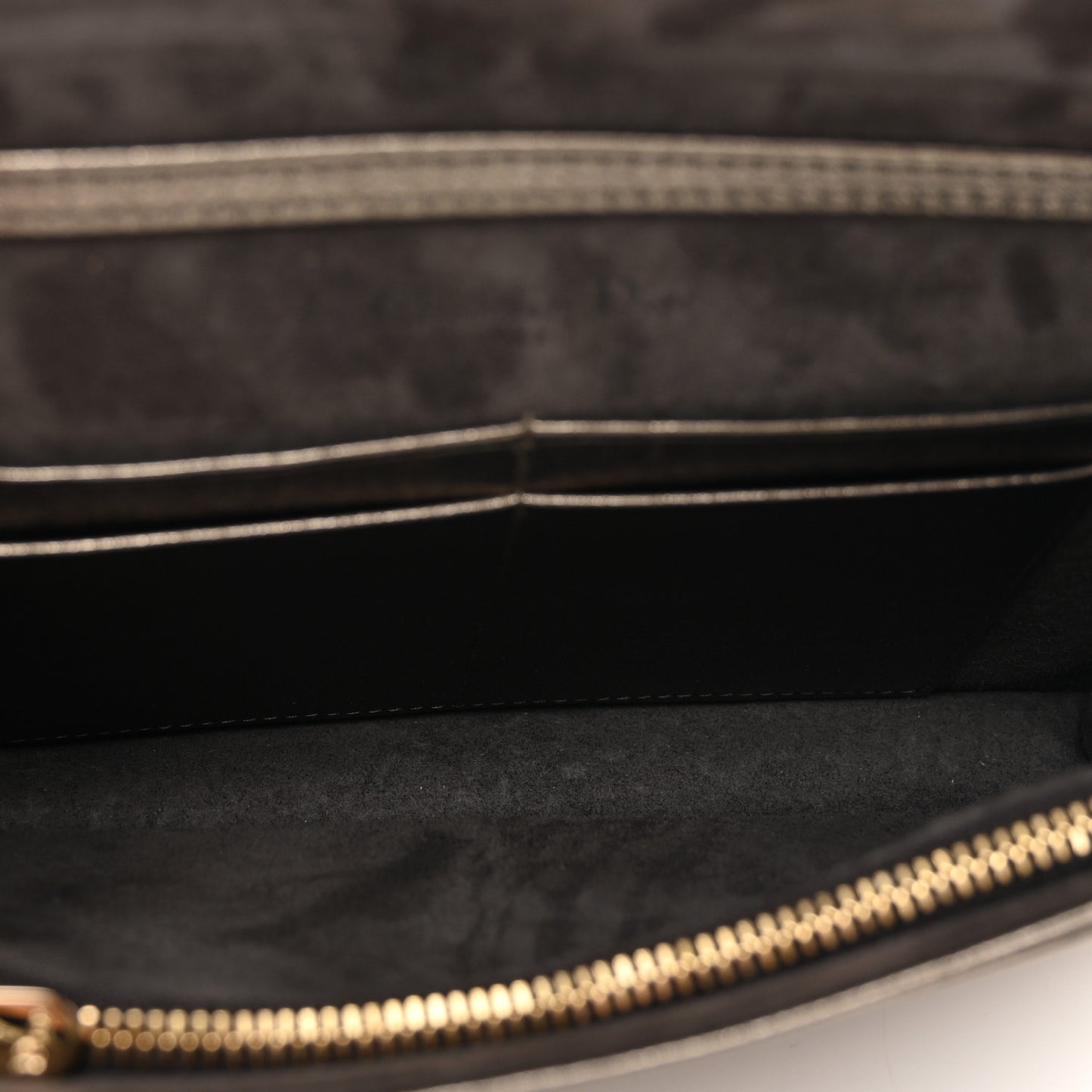 Metallic Calfskin Diorama Wallet on Chain Pouch Black Gold