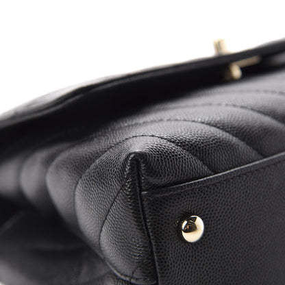 Chanel Caviar Lizard Chevron Quilted Mini Coco Handle Flap Black 8 of 17