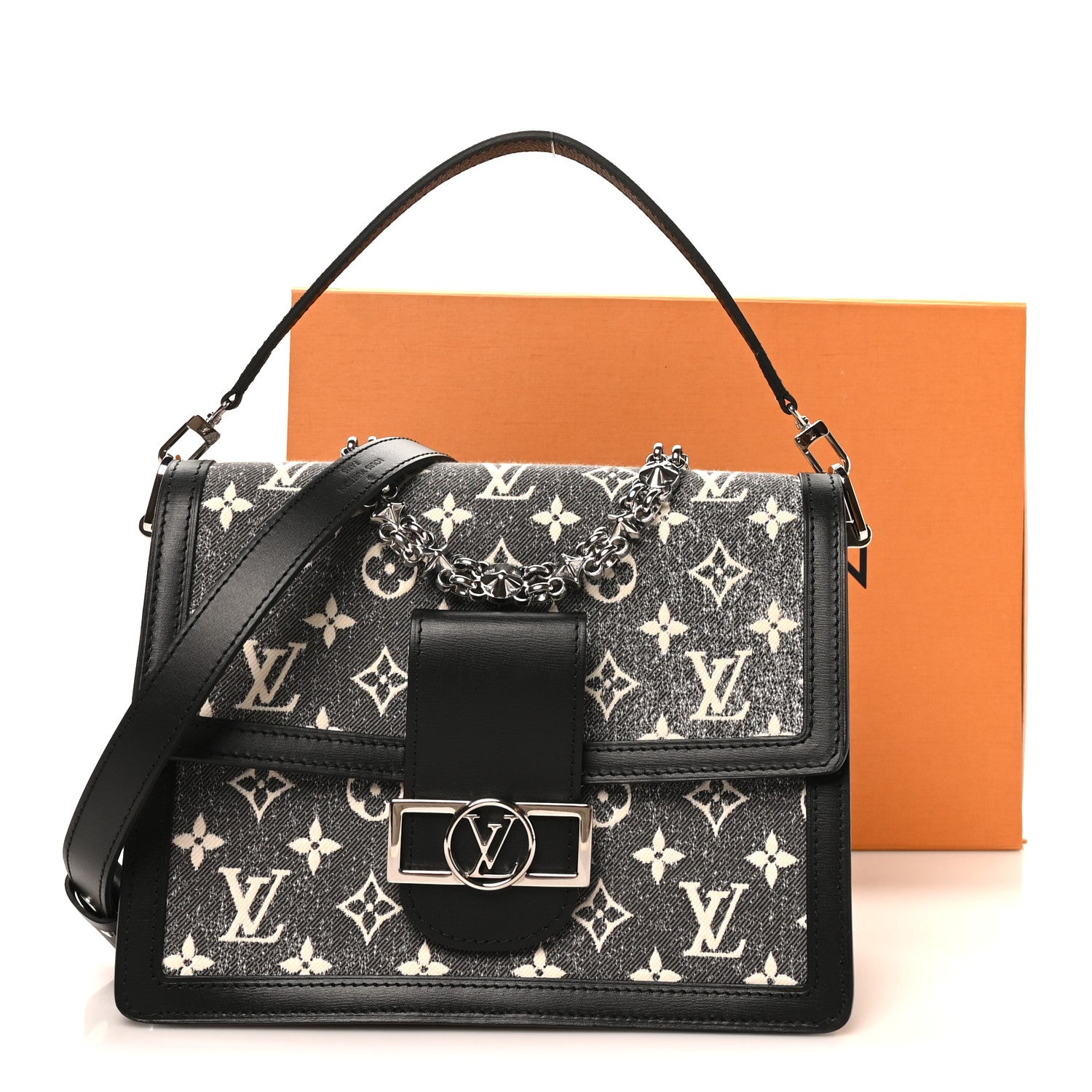 Louis Vuitton Denim Monogram Jacquard Dauphine MM Black 9 of 9