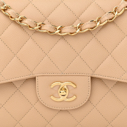 Chanel Caviar Quilted Jumbo Double Flap Beige 8 of 10