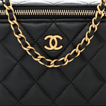 Chanel Lambskin Quilted Pearl Crush Small Vanity Case With Chain Black 8 of 10